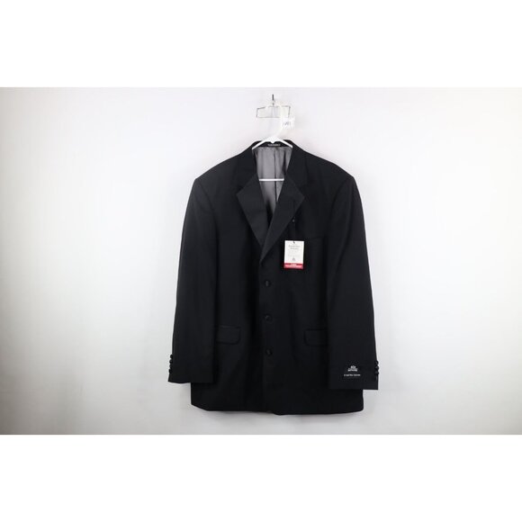New Stafford Mens 48R Wool 3 Button Prom Wedding Tuxedo Suit Coat Jacket Black